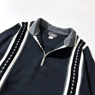 90's "made in USA" RUBA ブラック スイッチング ハーフジップ スウェット シャツ