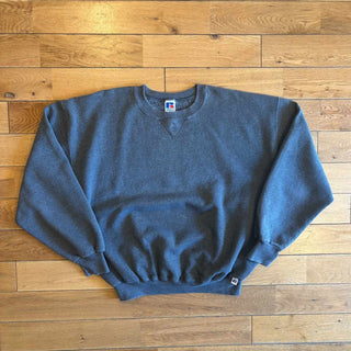 90's "made in USA" RUSSELL グレー 前Vガゼット 無地 スウェット シャツ