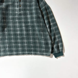 90's "made in USA" WEEDS プリントネル L/Sポロシャツ