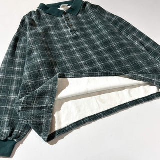 90's "made in USA" WEEDS プリントネル L/Sポロシャツ