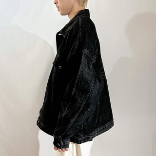 90's "made in USA" エンボス加工 先染め ブラック デニム ジャケット