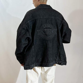 90's "made in USA" エンボス加工 先染め ブラック デニム ジャケット