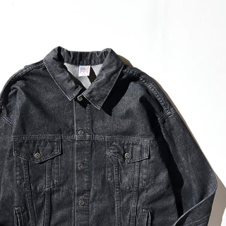 90's "made in USA" エンボス加工 先染め ブラック デニム ジャケット