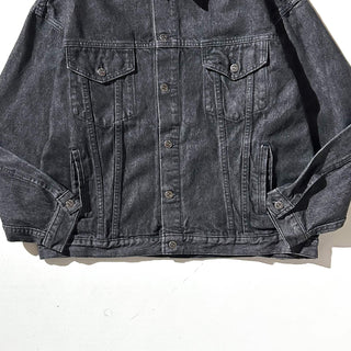 90's "made in USA" エンボス加工 先染め ブラック デニム ジャケット
