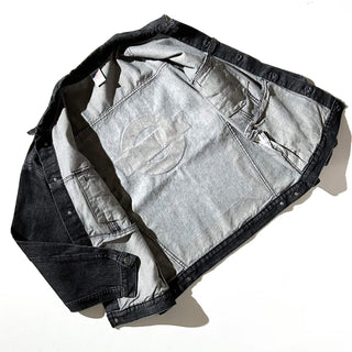 90's "made in USA" エンボス加工 先染め ブラック デニム ジャケット