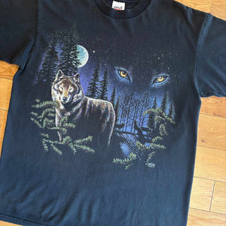 90's "made in USA" anvil オオカミ プリント Tシャツ