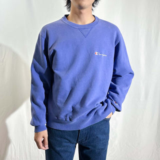 90's "made in USA" champion ロイヤルブルー ワンポイント スウェット シャツ