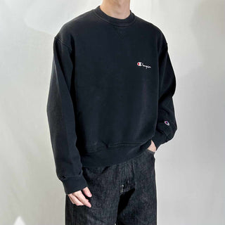 90's "made in USA" champion ワンポイント スウェット シャツ(ブラック)