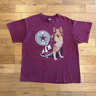 90's "made in USA" sportswear アニマル カレッジ プリント Tシャツ