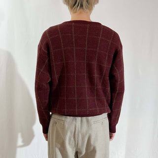 90's "made in Uruguay" Tricots St.Raphael メリノウール チェック ニット セーター