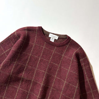 90's "made in Uruguay" Tricots St.Raphael メリノウール チェック ニット セーター