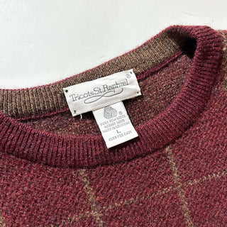 90's "made in Uruguay" Tricots St.Raphael メリノウール チェック ニット セーター