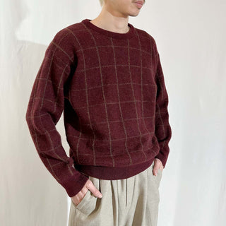 90's "made in Uruguay" Tricots St.Raphael メリノウール チェック ニット セーター