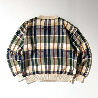 90's nautica チェック コットン ニット セーター