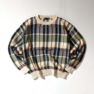 90's nautica チェック コットン ニット セーター