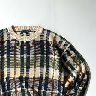 90's nautica チェック コットン ニット セーター