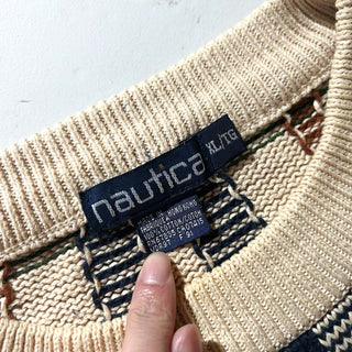 90's nautica チェック コットン ニット セーター