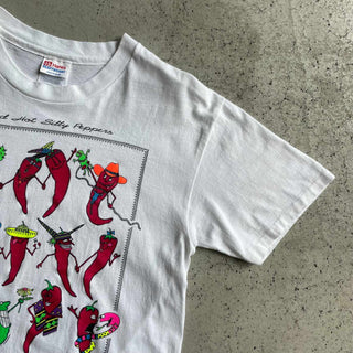 90's  "made in USA" "Red Hot Silly Peppers" アートプリント Tシャツ