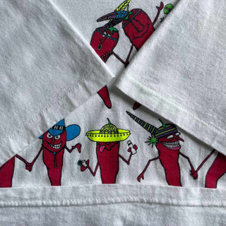 90's  "made in USA" "Red Hot Silly Peppers" アートプリント Tシャツ