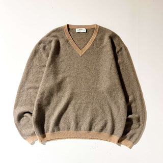 00's Orvis ヘリンボーン カシミヤ Vネック ニット セーター