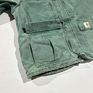 80's～ "made in USA" carhartt グリーン フェード 裏フランネル ダック ジャケット