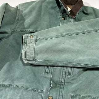 80's～ "made in USA" carhartt グリーン フェード 裏フランネル ダック ジャケット