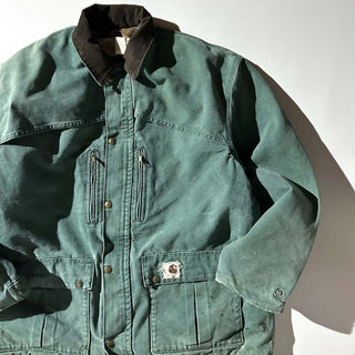 80's～ "made in USA" carhartt グリーン フェード 裏フランネル ダック ジャケット