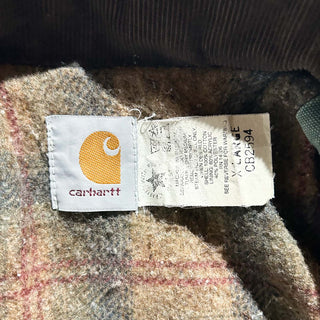 80's～ "made in USA" carhartt グリーン フェード 裏フランネル ダック ジャケット