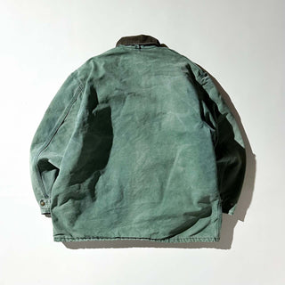 80's～ "made in USA" carhartt グリーン フェード 裏フランネル ダック ジャケット