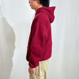 90's～ ワインレッド ドローコード 無地 スウェット パーカ