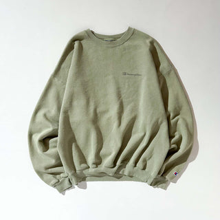 90's~ champion "極太アーム" ピスタチオ ワンポイント スウェット シャツ