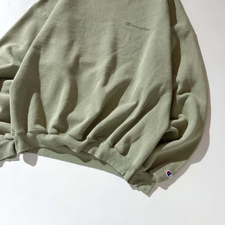 90's～ champion "極太アーム" ピスタチオ ワンポイント スウェット シャツ