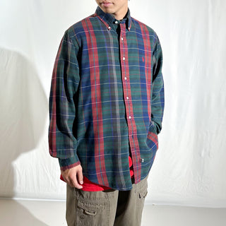90's "made in SINGAPORE" Ralph Lauren マルチチェック ツイルクロス ボタンダウン L/Sシャツ