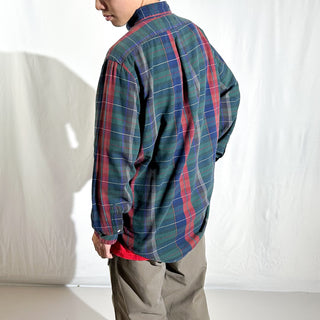 90's "made in SINGAPORE" Ralph Lauren マルチチェック ツイルクロス ボタンダウン L/Sシャツ