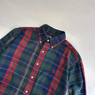 90's "made in SINGAPORE" Ralph Lauren マルチチェック ツイルクロス ボタンダウン L/Sシャツ