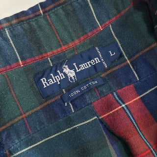 90's "made in SINGAPORE" Ralph Lauren マルチチェック ツイルクロス ボタンダウン L/Sシャツ