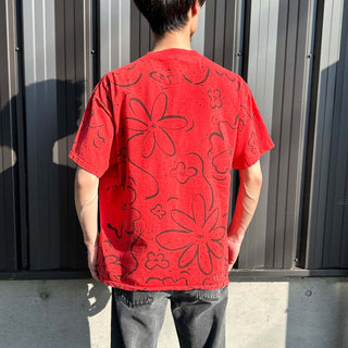 90's "made in USA" フラワー オールオーバー プリント Tシャツ