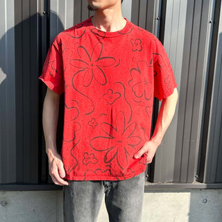 90's "made in USA" フラワー オールオーバー プリント Tシャツ