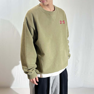 90's "made in USA" champion カーキ ワンポイント スウェット シャツ