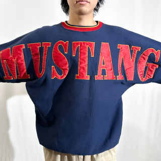 90's "made in USA" official sports wear "Mustang" FORD リブ切替 ドルマンスリーブ 企業 スウェット シャツ