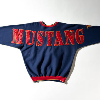 90's "made in USA" official sports wear "Mustang" FORD リブ切替 ドルマンスリーブ 企業 スウェット シャツ