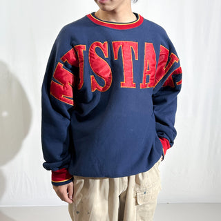 90's "made in USA" official sports wear "Mustang" FORD リブ切替 ドルマンスリーブ 企業 スウェット シャツ