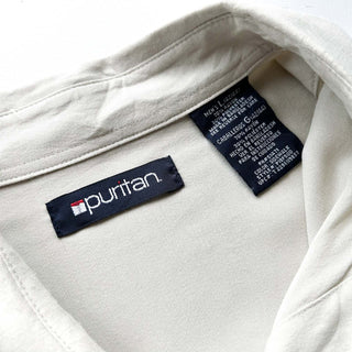 90's～00's PURITAN レーヨン×ポリエステル ライトベージュ レギュラーカラー S/Sシャツ