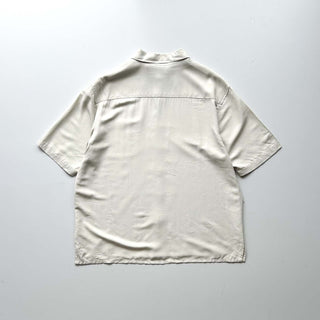 90's～00's PURITAN レーヨン×ポリエステル ライトベージュ レギュラーカラー S/Sシャツ