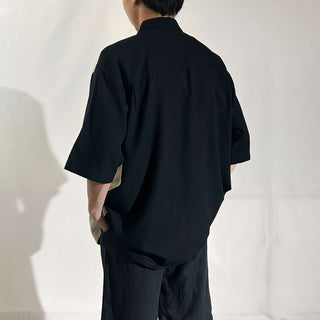 00's Van Heusen ブラック×ホワイト レギュラーカラー S/Sシャツ