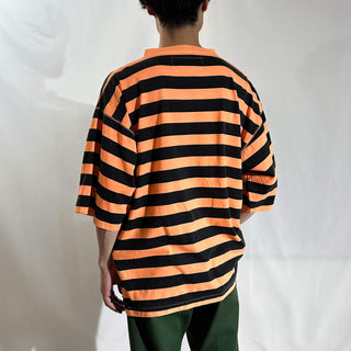 90's～00's SATURDAYS オレンジ×ブラック ボーダー Tシャツ