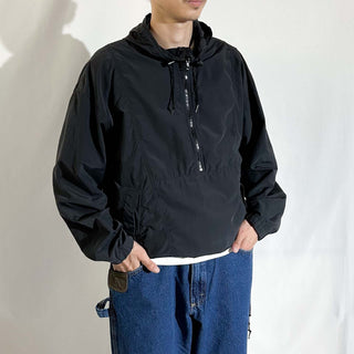 90's "made in USA" LANDS' END 無地 ドローコード パッカブル アノラック ジャケット