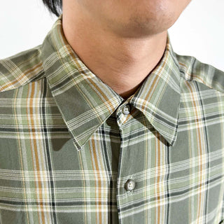 00's Claiborne レーヨン チェック レギュラーカラー L/Sシャツ