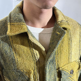 ～90's 裏フリース ストライプ ウール シャツ ジャケット