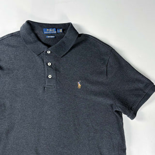 00's Ralph Lauren S/Sニットポロシャツ(チャコールグレー)